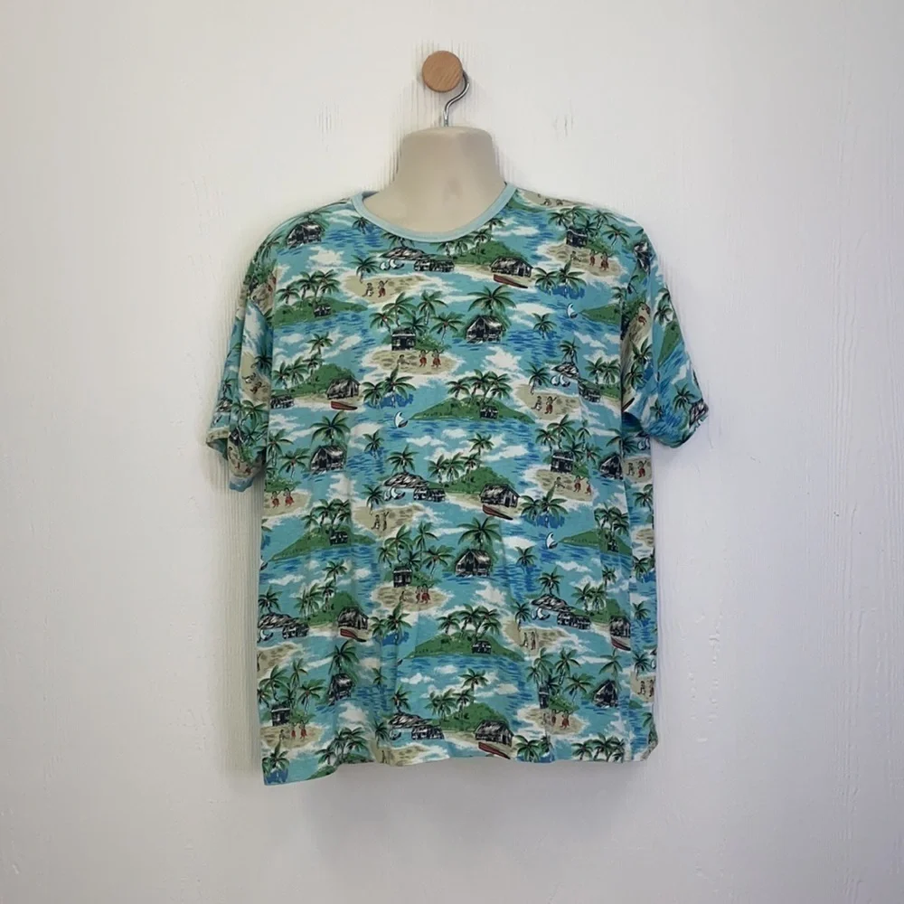 J.Crew - Vintage Palm Tree and Hula Dancer Short Sleeve Tee Shirt Size Large